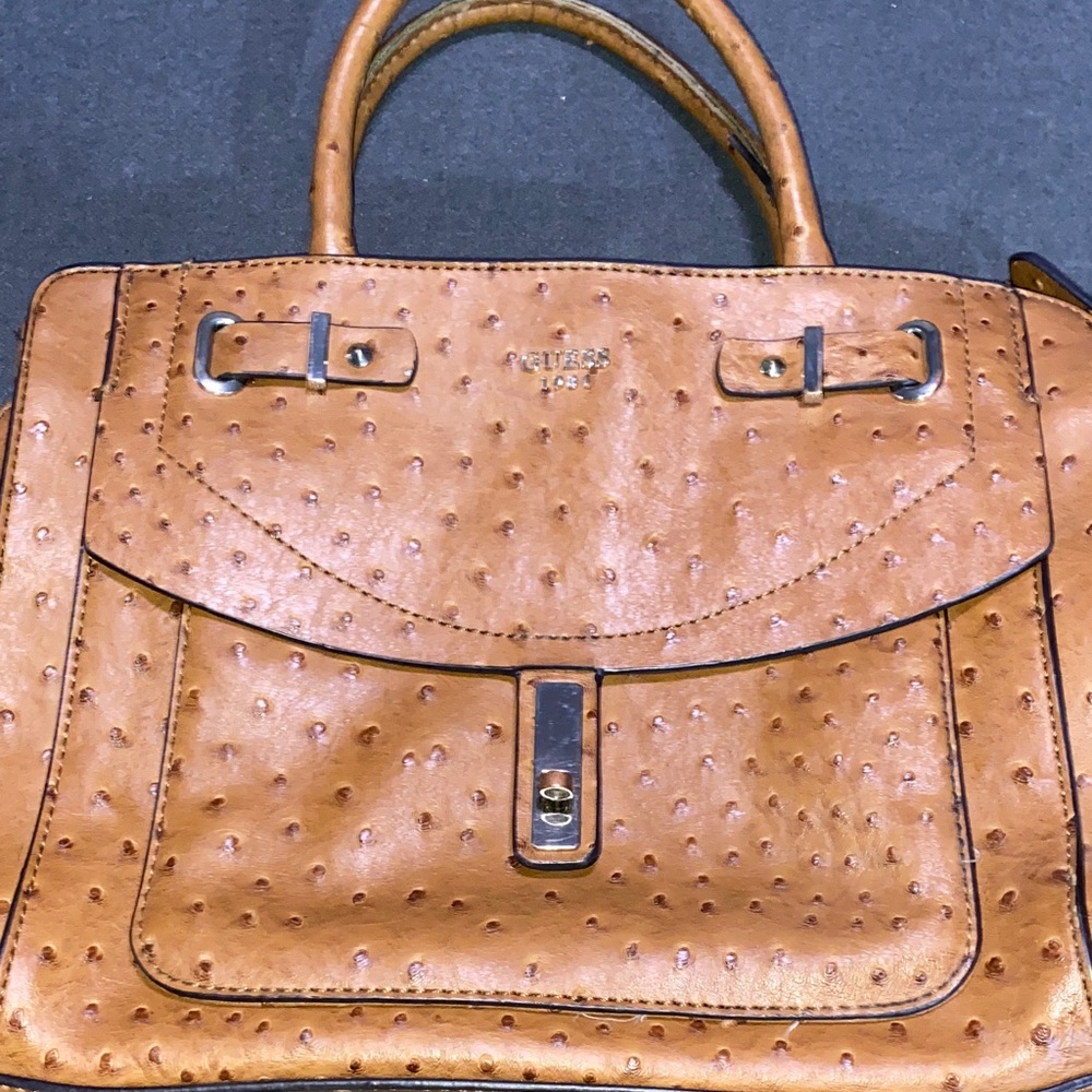 Patricia Nash Ostrich-Embossed Tan Satchel